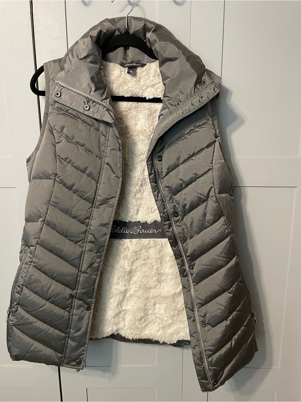 Coat Sale ❤️! Eddie  Bauer Down filled Women's Gray Quilted Faux-Fur Lined